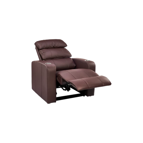 Premium Home Theater Recliner with Power Recline - Brown Leather