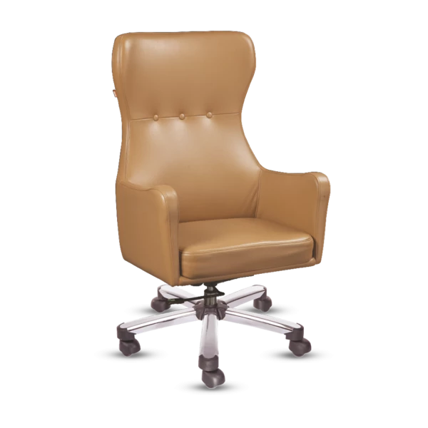 Executive Office Chair - Tan Leather with Modern Angular Design