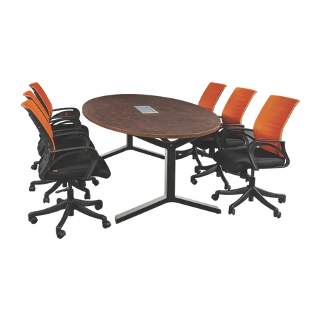 Complete Conference Room Set - Oval Table with 8 Executive Chairs