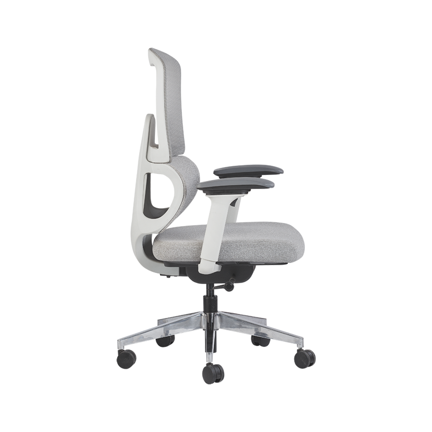 Ergonomic Office Chair - Grey Mesh with Adjustable Armrests & Aluminum Base